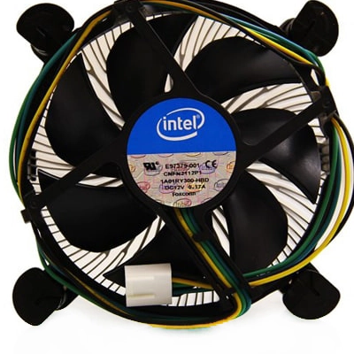فن CPU سوکت Intel 1155 با هیت‌سینک آلومینیومی و طراحی استاندارد برای خنک‌سازی پردازنده‌های اینتل نسل دوم و سوم